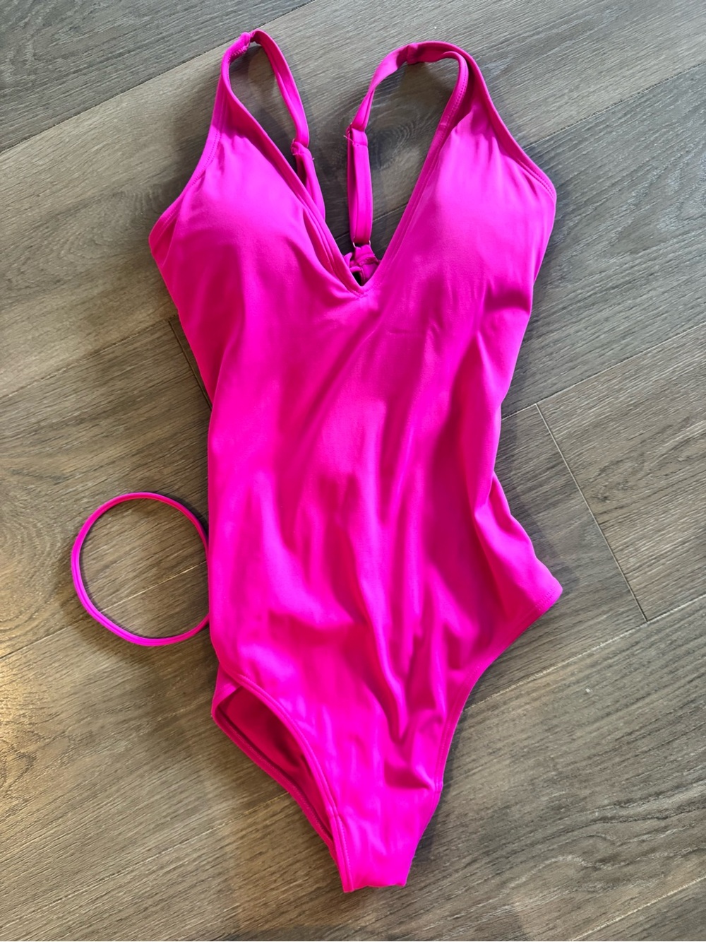 Hot Pink One-Piece Swimsuit with Bold Logo